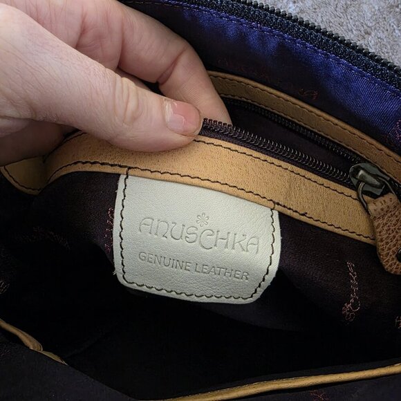 Anna by Anuschka Hand Painted Leather Crossbody Bag Butterfly Dragonfly New - Picture 5 of 16